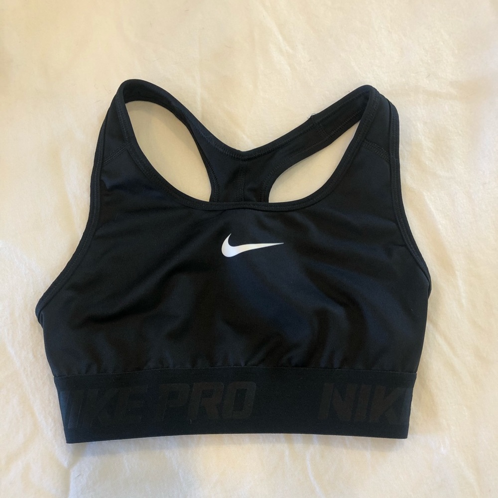 Nike Black Sports Bra with White Swoosh